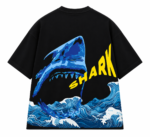 Blue Shark Wave Graphic Oversized T-Shirt