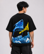 Blue Shark Wave Graphic Oversized T-Shirt - Image 3